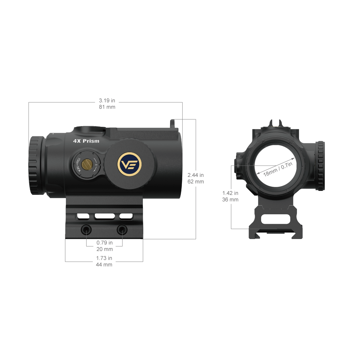 Vector Optics Paragon 4x24 υπερ-συμπαγές πρίσμα διόπτρα τουφεκιού Vector Optics
