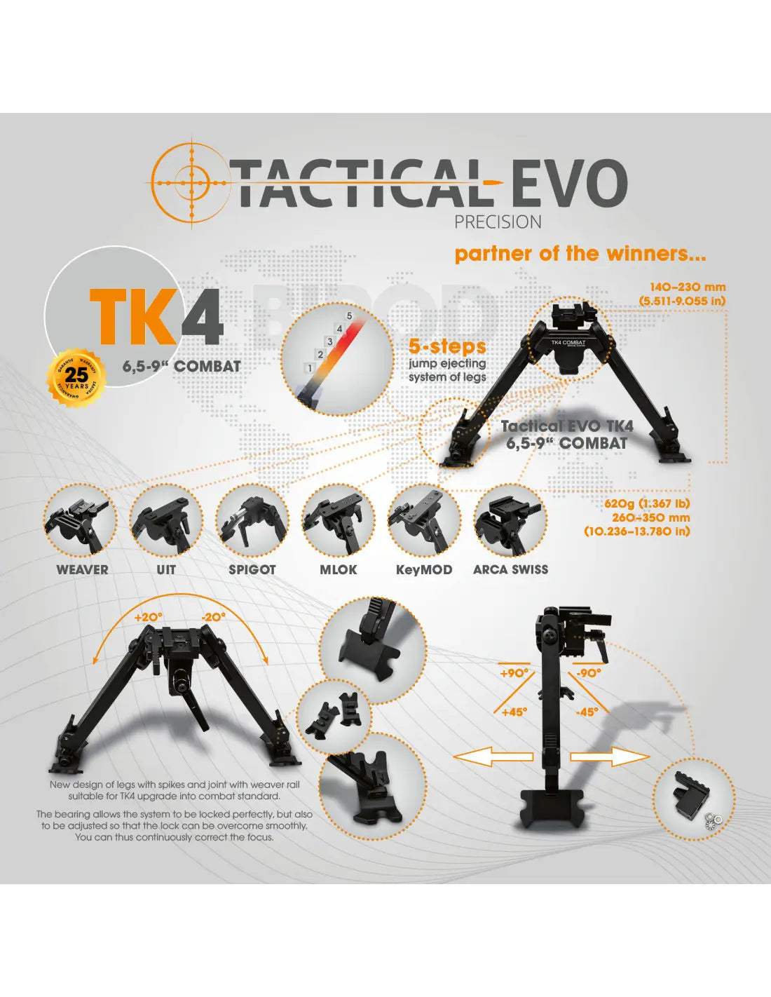 Τακτικό δίποδο Combat TK4 6,5-9"