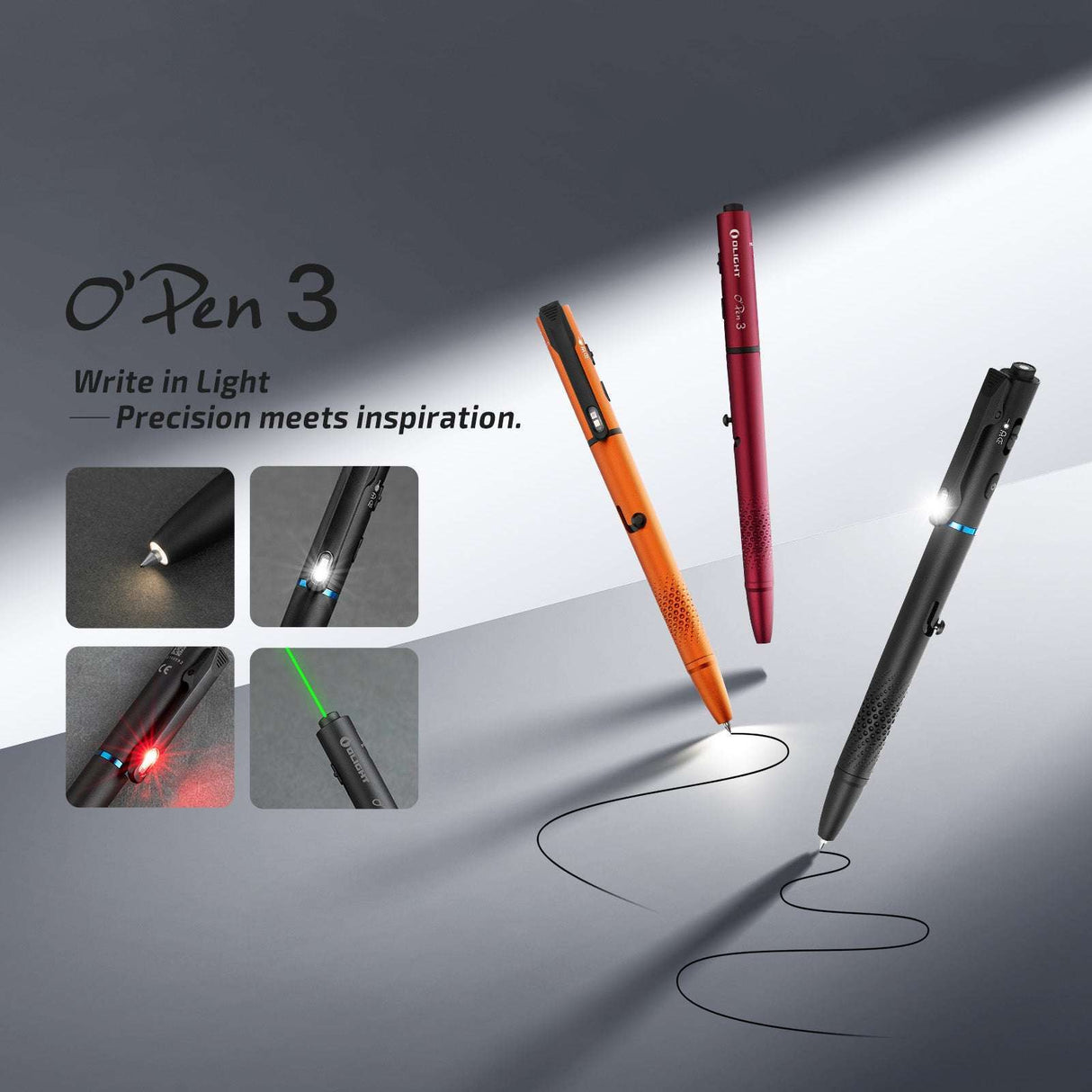 Olight O'Pen 3 | πολυλειτουργικός φακός-στυλό | 120 lm + πράσινο λέιζερ