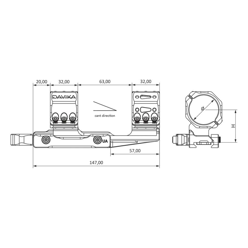 34 mm βάση διόπτρας προβολέας | Βάση Picatinny QD Ergo